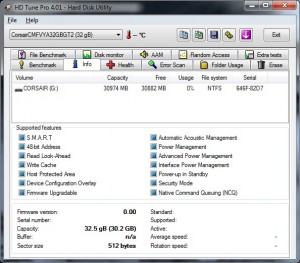 Corsair Flash Voyager GTR 32GB - HD Tune Info