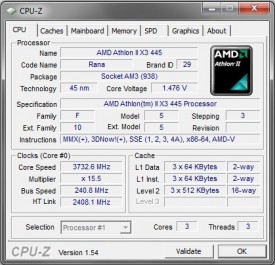 Athlon II X3 445 oc CPU-Z CPU