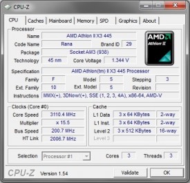 Athlon II X3 445 stock CPU-Z CPU