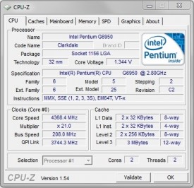 Pentium G6950 OC CPU-Z CPU