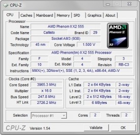 Phenom II X2 555 BE OC CPU-Z CPU