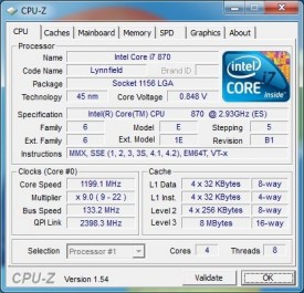 Intel Core i7 870 CPU Z Stock CPU idle 275x265 Intel Core i7 875K vs. 870