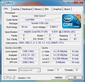 Intel Core i7 875K CPU Z Stock CPU idle 275x265 Intel Core i7 875K vs. 870