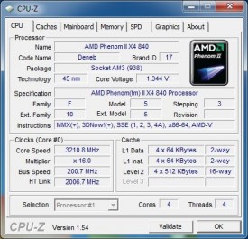 AMD Phenom II X4 840 - CPU-Z CPU Stock Load
