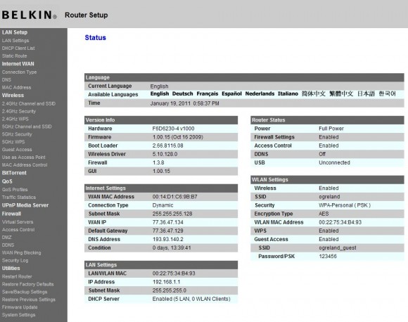 belkin_double_n+_main_menu