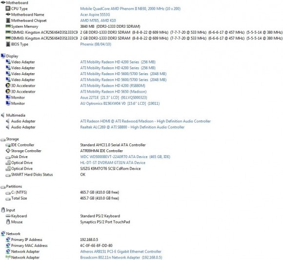Acer Aspire 5553G-N934G50Mnks - AIDA64 Computer Summary