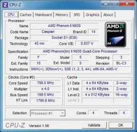 Acer Aspire 5553G-N934G50Mnks - CPU-Z CPU idle
