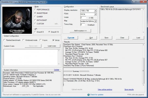 Crysis Warhead 1366x768 DX10 Mainstream