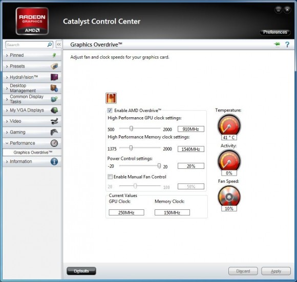 ASUS Radeon HD 6970 DirectCU II - Catalyst Control Center Graphics Overdrive