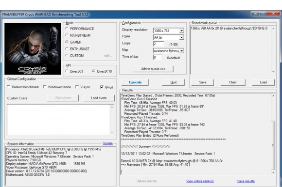 ASUS G53SW - Crysis Warthead
