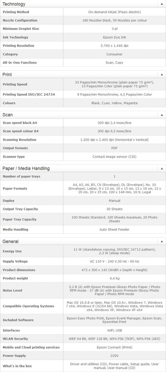 Epson L355 - specificatii