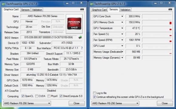 AMD Radeon R9 290X - GPU-Z Uber Mode + OC Idle