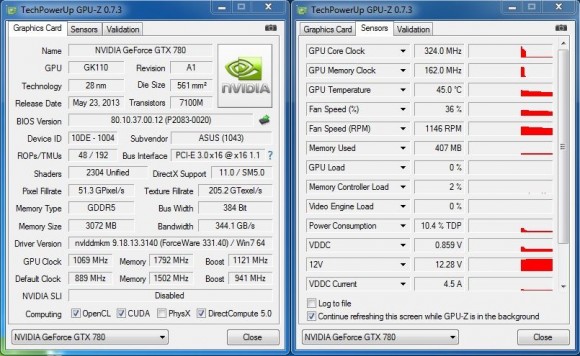 ASUS GTX780-DC2OC-3GD5 - GPU-Z OC Idle