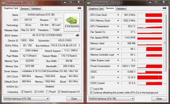 ASUS GTX780-DC2OC-3GD5 - GPU-Z Stock FurMark