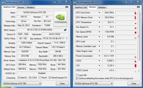 ASUS GTX780-DC2OC-3GD5 - GPU-Z Stock Idle
