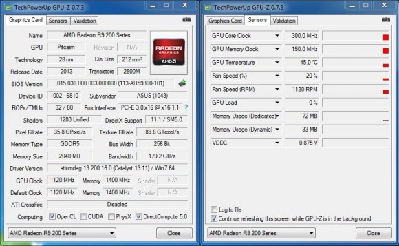 ASUS R9270X-DC2T-2GD5 - GPU-Z Stock Idle