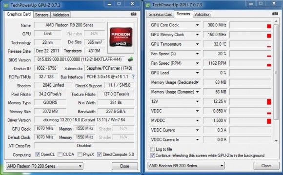 Sapphire Vapor-X R9 280X - GPU-Z Stock Idle