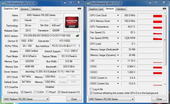AMD Radeon R9 290 - GPU-Z Stock Idle