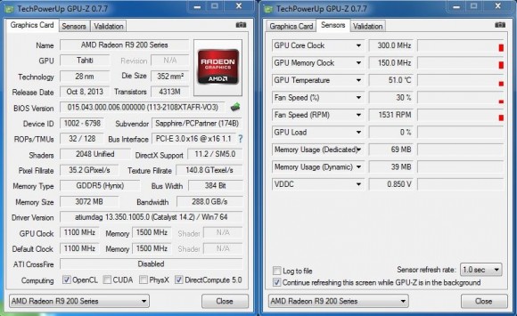 Sapphire Vapor-X R9 280X TRI-X OC WITH BOOST - GPU-Z Stock Idle
