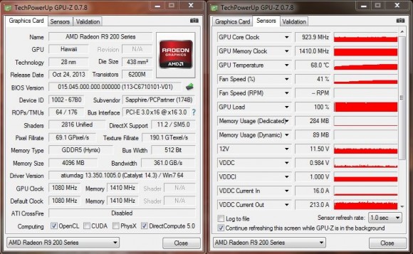 SAPPHIRE VAPOR-X R9 290X TRI-X OC - GPU-Z Stock FurMark