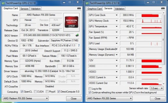 SAPPHIRE VAPOR-X R9 290X TRI-X OC - GPU-Z Stock Idle